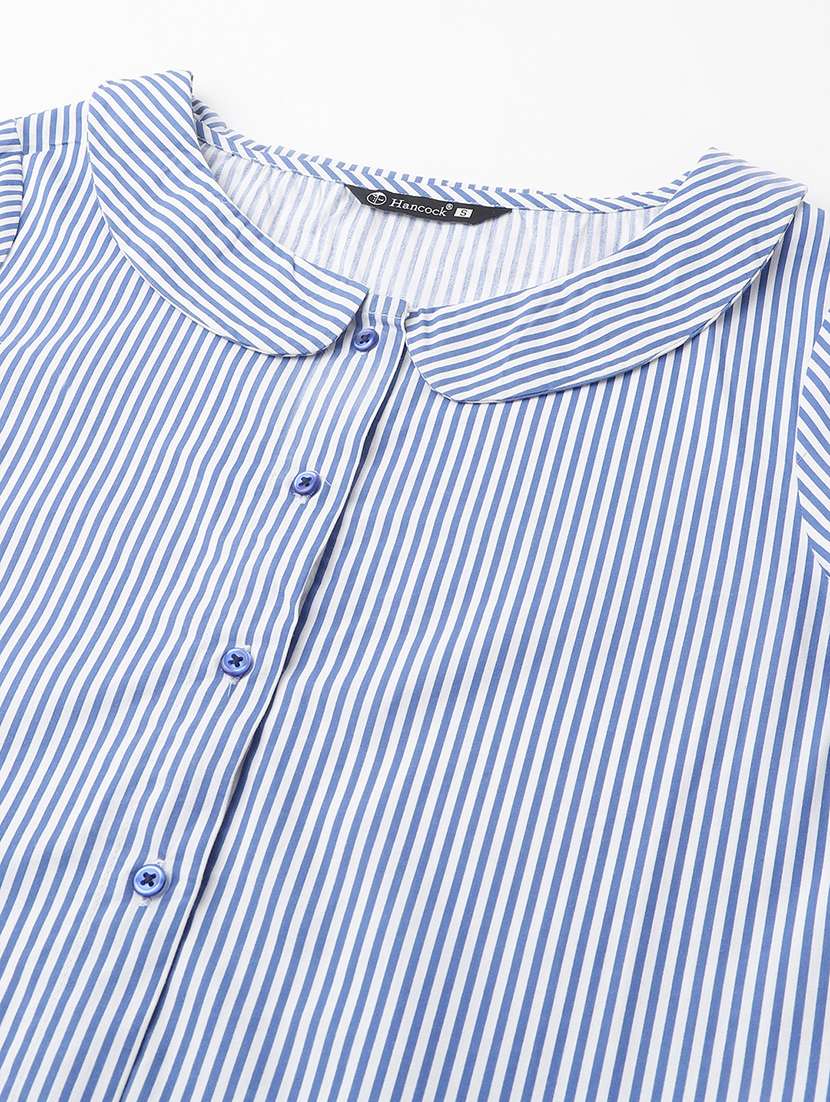 women striped peter pan collar shirt - 22038643 - Standard Image - 3