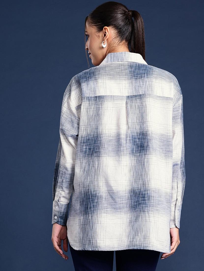 women checkered collared long sleeves shirt - 22038687 - Standard Image - 3