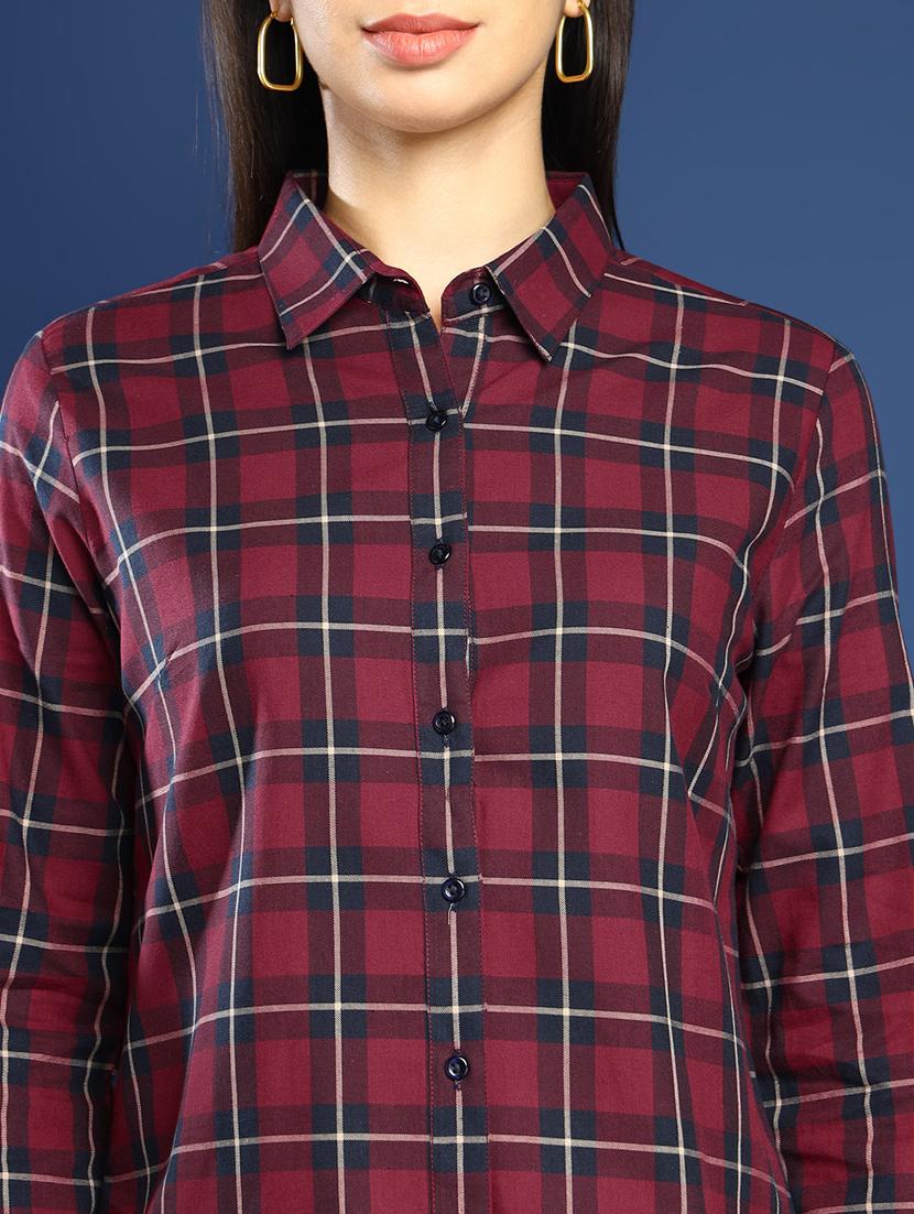 women checkered collared long sleeves shirt - 22038722 - Standard Image - 3