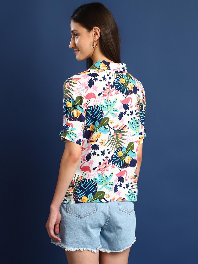 women printed lapel collar regular fit shirt - 22038733 - Standard Image - 3