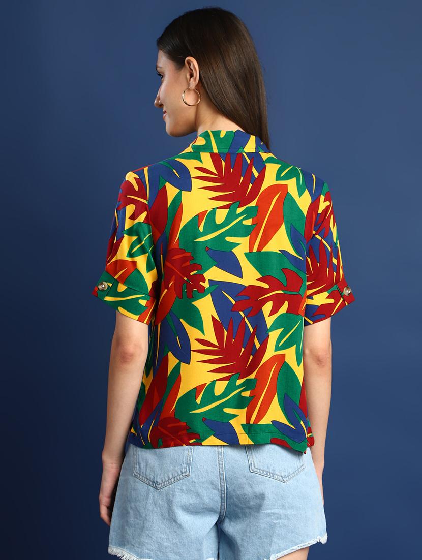 women printed lapel collar regular fit shirt - 22038734 - Standard Image - 3