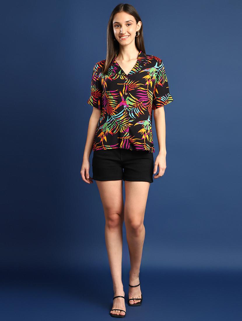 women printed collared short sleeves shirt - 22038736 - Standard Image - 3