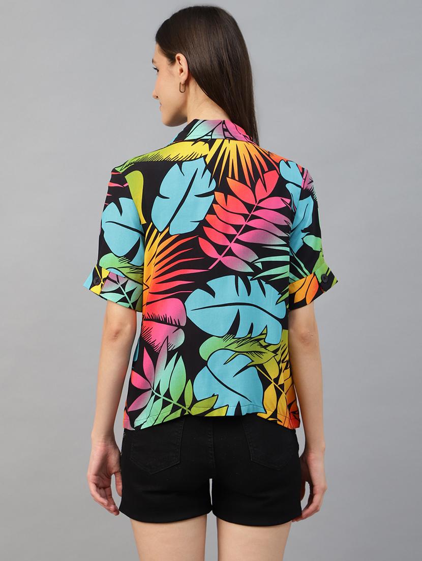 women printed lapel collar regular fit shirt - 22038737 - Standard Image - 3