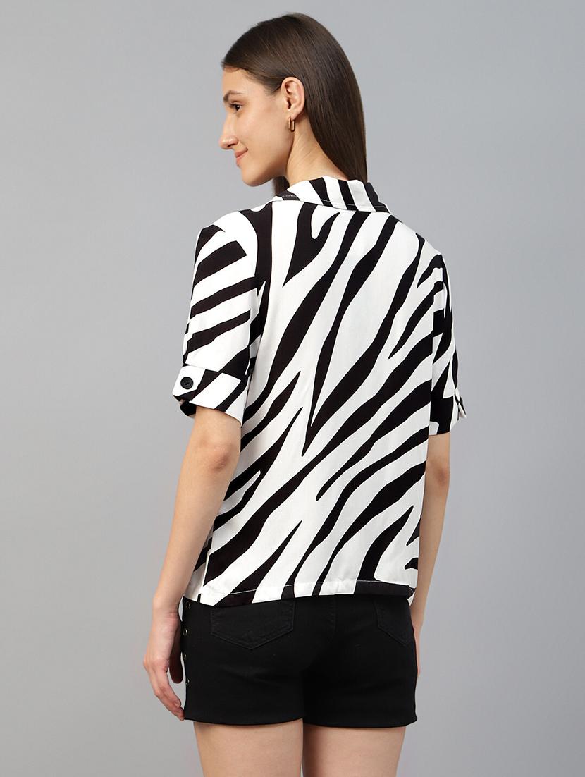 women printed lapel collar regular fit shirt - 22038738 - Standard Image - 3
