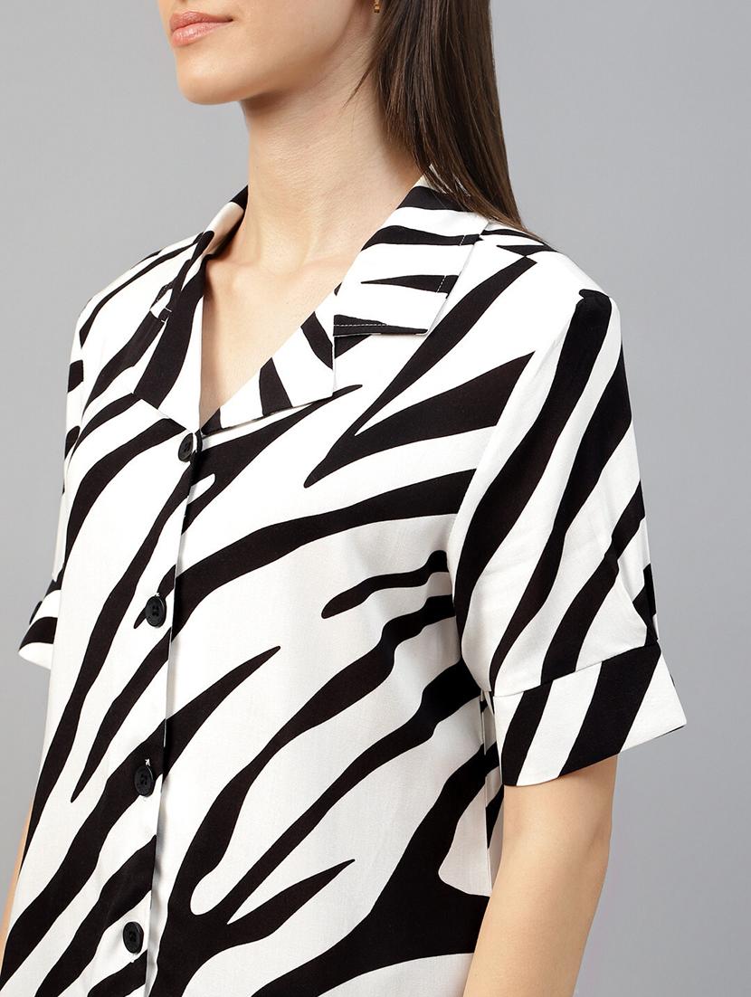 women printed lapel collar regular fit shirt - 22038738 - Standard Image - 5