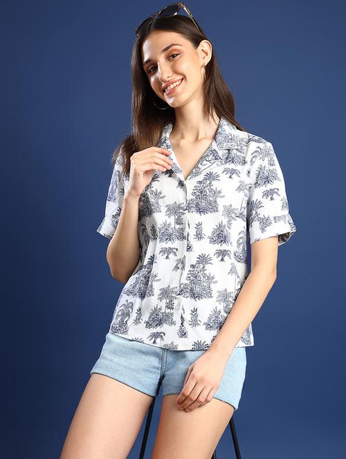women printed collared short sleeves shirt - 22038739 -  Standard Image - 0