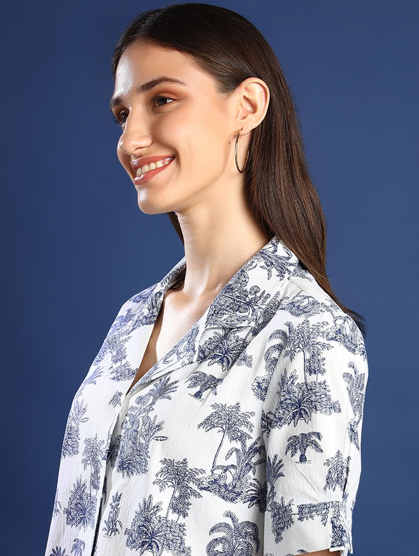 women printed collared short sleeves shirt - 22038739 - Standard Image - 5