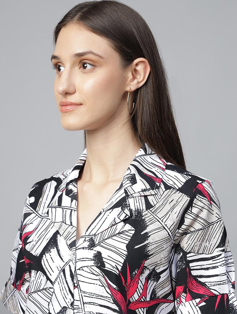 women printed lapel collar regular fit shirt - 22038740 - Standard Image - 3