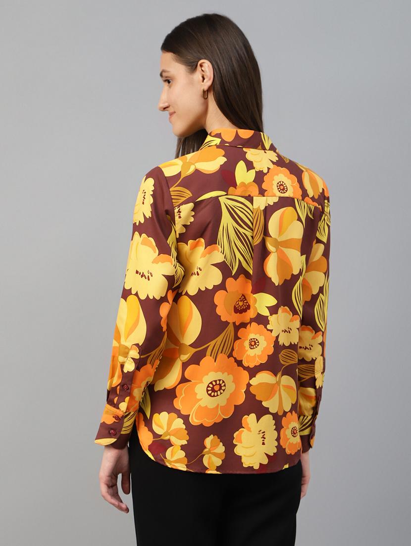 women printed collared long sleeves shirt - 22038744 - Standard Image - 3