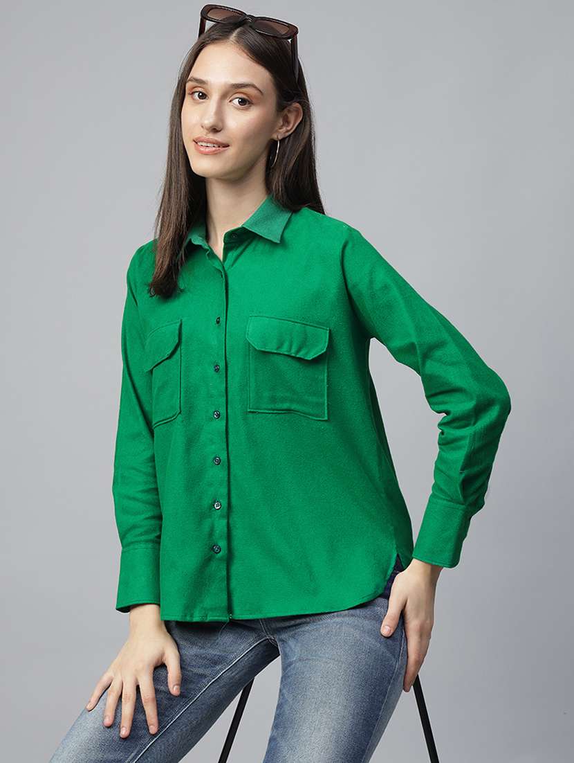 women collared long sleeve regular fit shirt