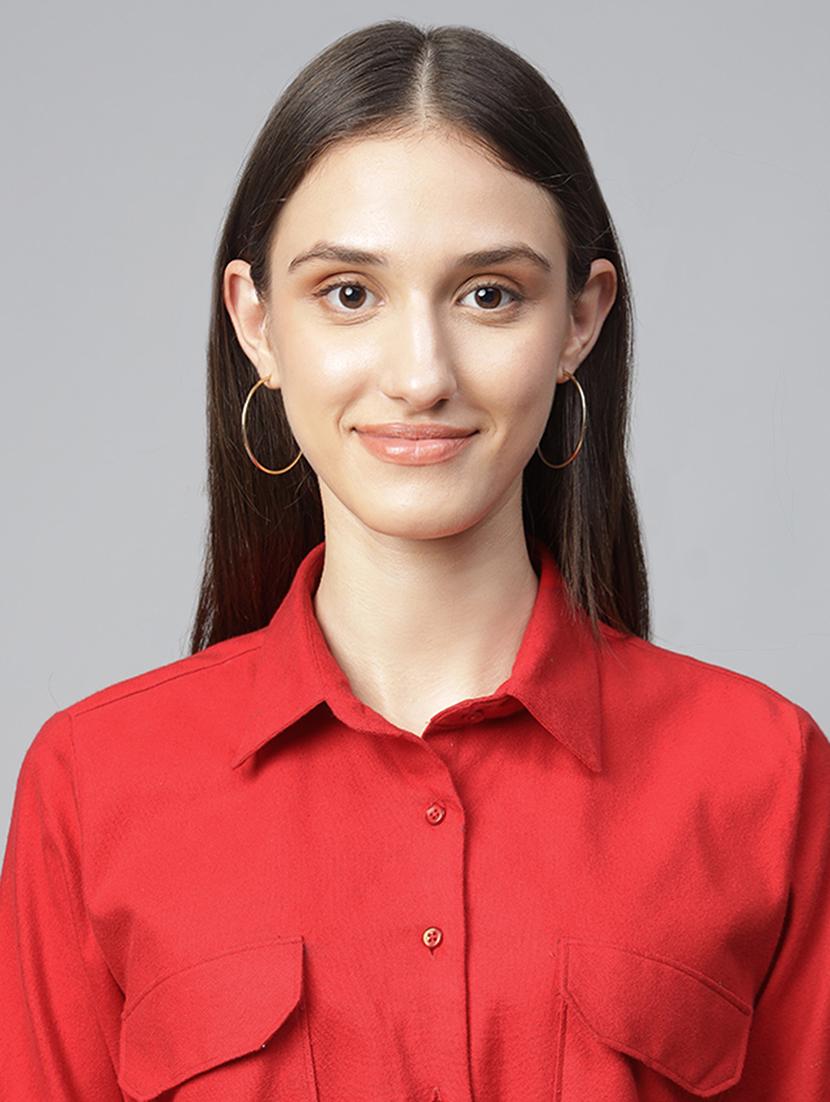 women solid collared long sleeve shirt - 22038750 - Standard Image - 5