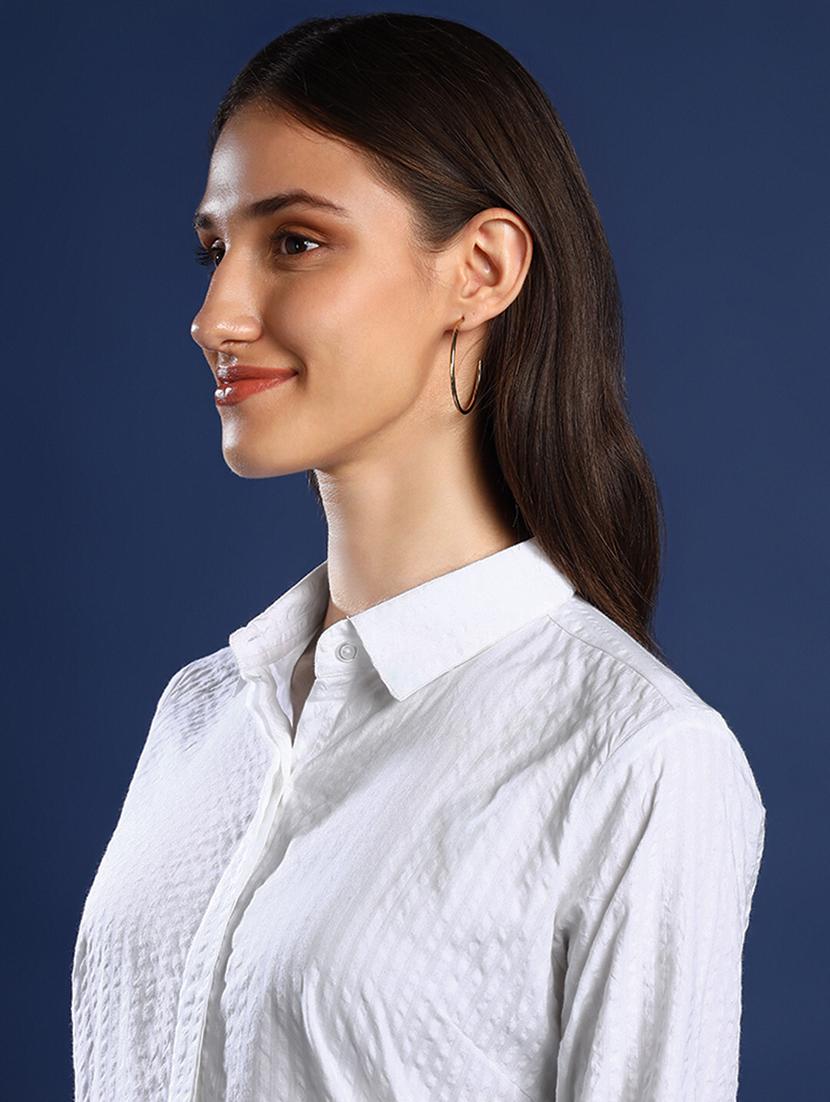 women solid collared long sleeve shirt - 22038757 - Standard Image - 5