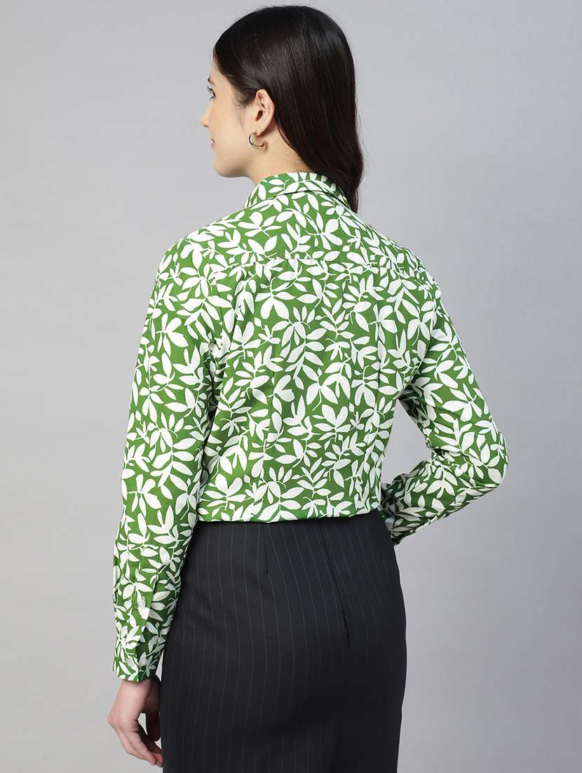 women printed collared long sleeves shirt - 22038780 -  Standard Image - 3