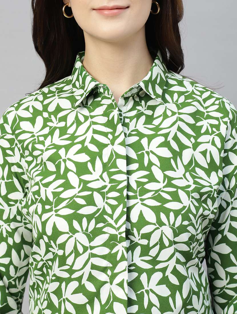 women printed collared long sleeves shirt - 22038780 -  Standard Image - 5