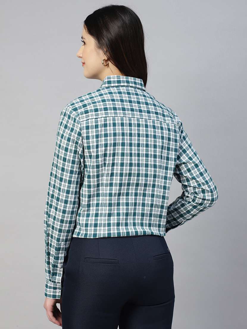 women checkered collared long sleeves shirt - 22038788 - Standard Image - 3