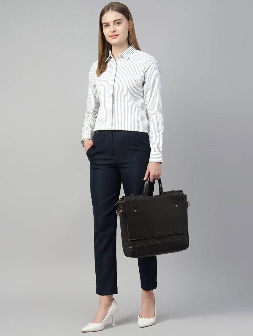women striped collared long sleeve shirt - 22038791 - Standard Image - 3