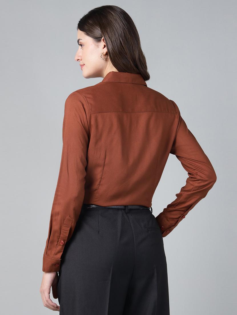 brown cotton regular shirt - 22038804 - Standard Image - 3