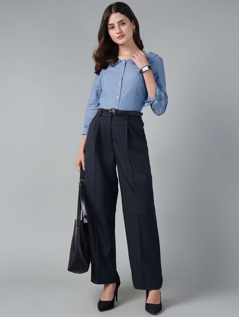 women solid peter pan collar regular fit shirt - 22038807 - Standard Image - 5