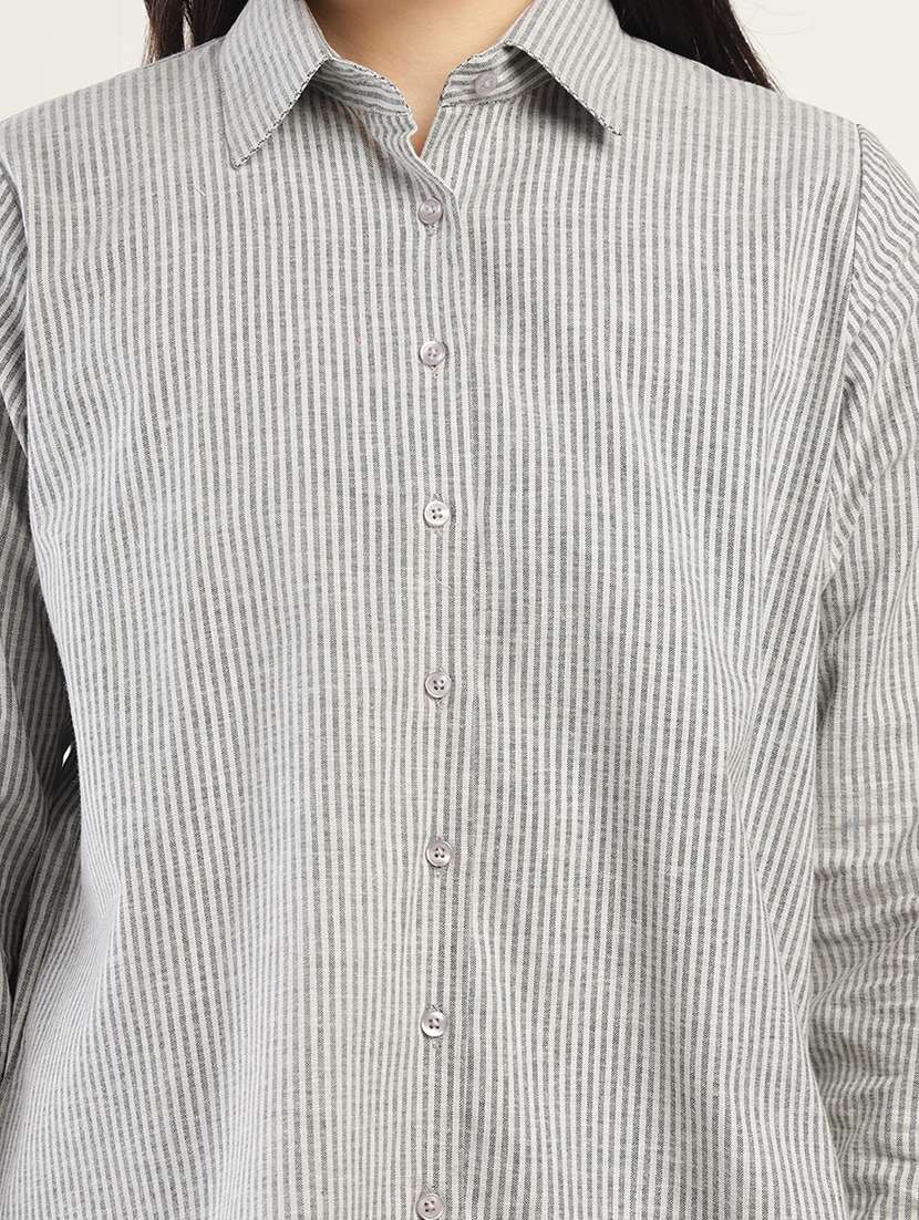 women collared long sleeve relaxed fit shirt - 22038809 - Standard Image - 5