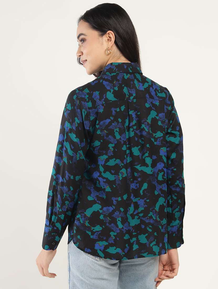 women printed collared long sleeves shirt - 22038813 - Standard Image - 3