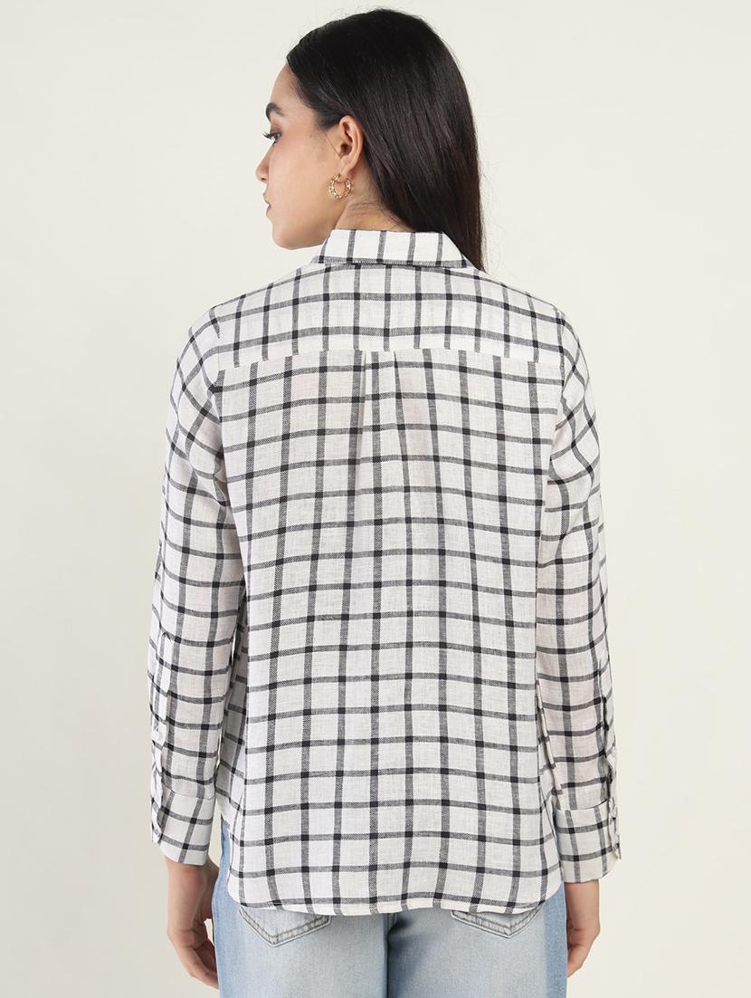 women checkered collared long sleeves shirt - 22038819 - Standard Image - 3