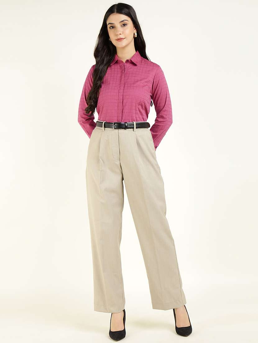 women checkered collared long sleeves shirt - 22038827 -  Standard Image - 5