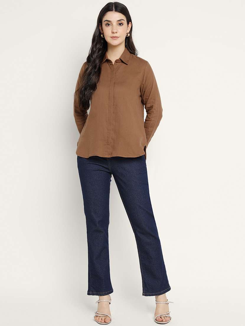 women collared long sleeve regular fit shirt - 22038835 -  Standard Image - 5