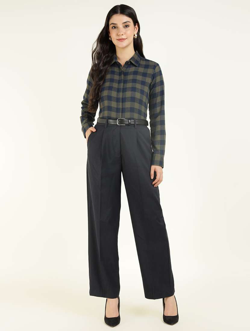 women checkered collared long sleeves shirt - 22038839 -  Standard Image - 5