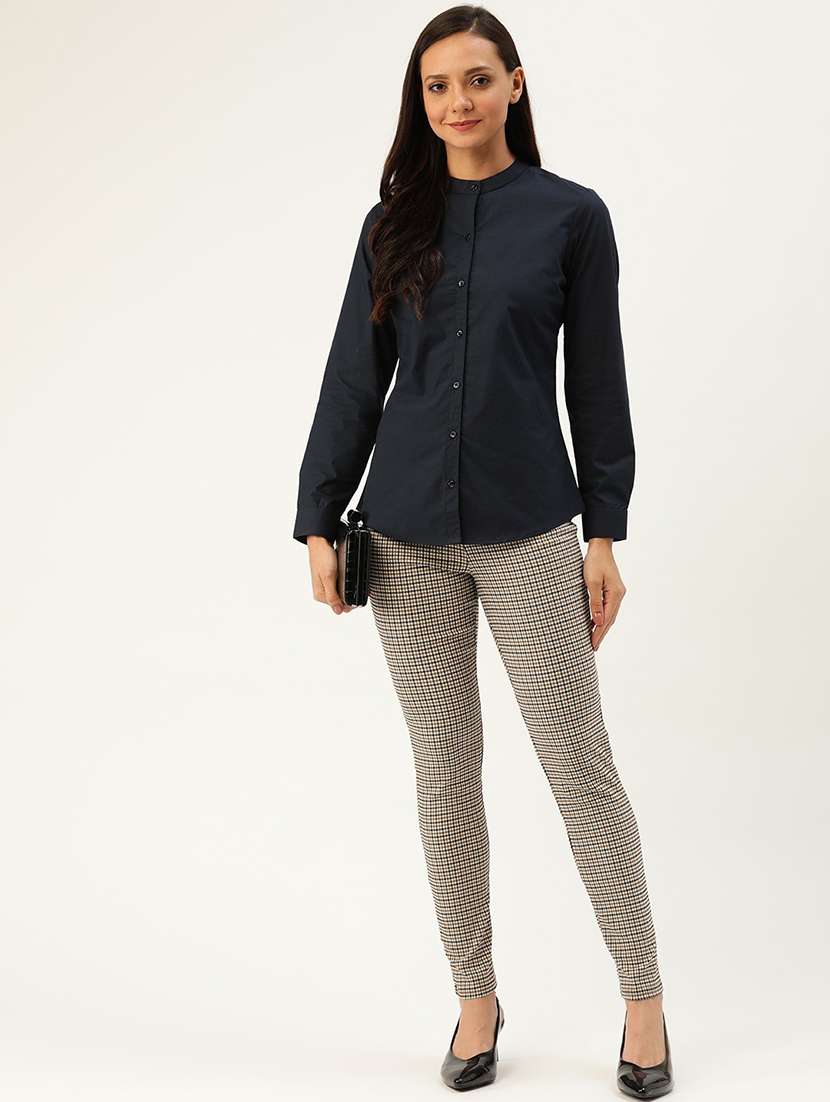 women mandarin collar long sleeve regular fit shirt - 22038843 -  Standard Image - 3