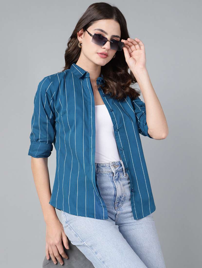 women collared long sleeve regular fit shirt