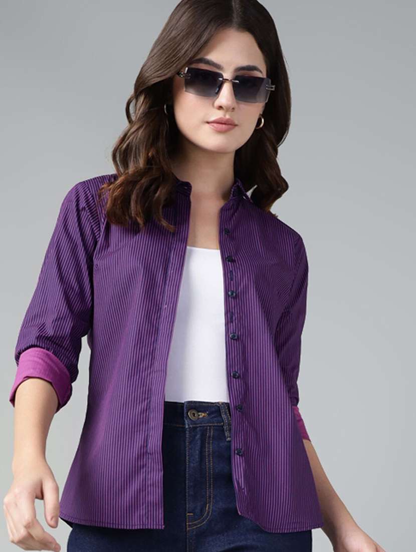 women collared long sleeve regular fit shirt