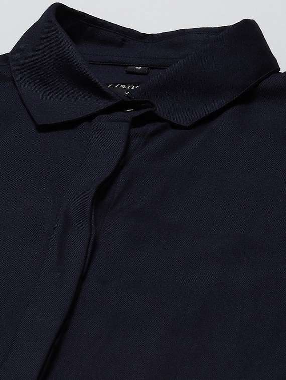 women solid collared long sleeve shirt - 22038854 - Standard Image - 5