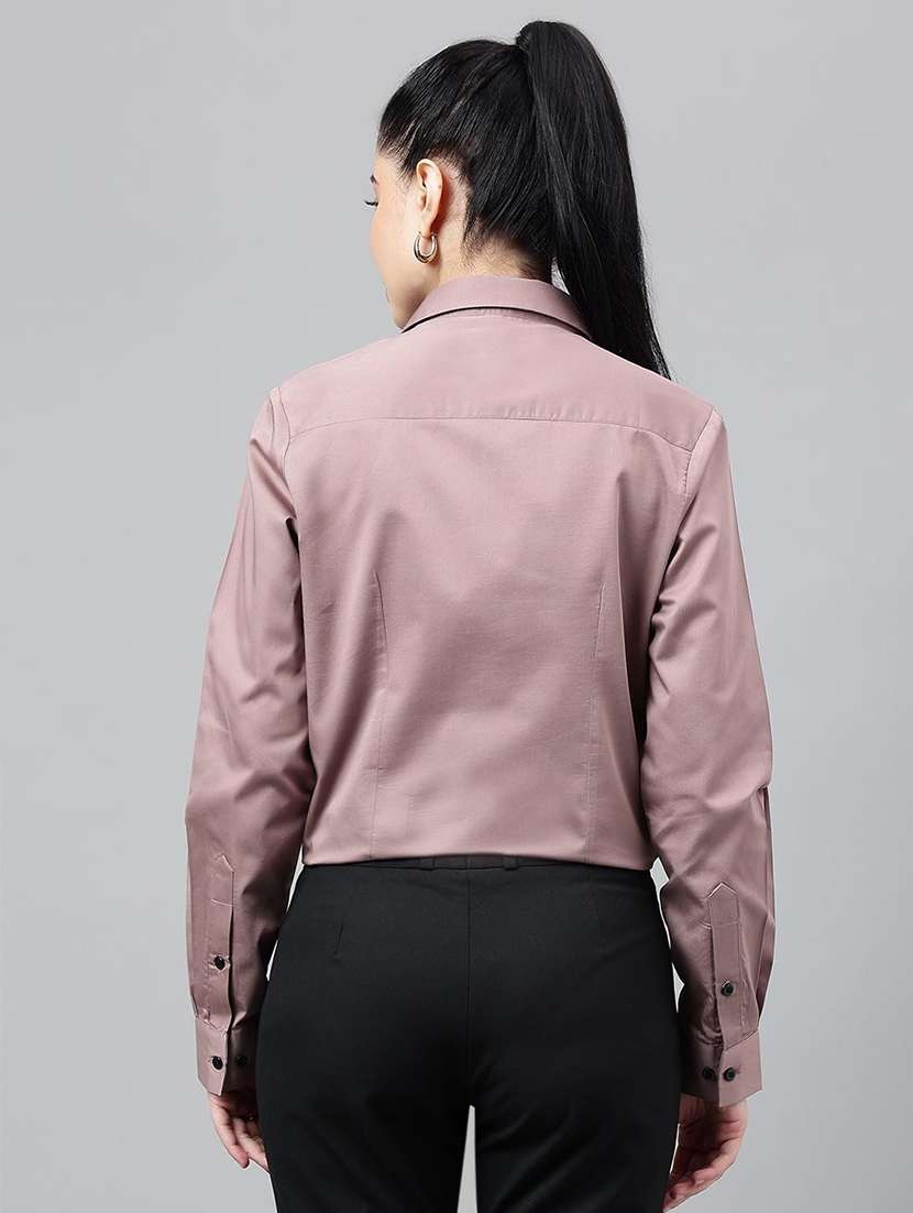 women solid collared long sleeve shirt - 22038862 - Standard Image - 3