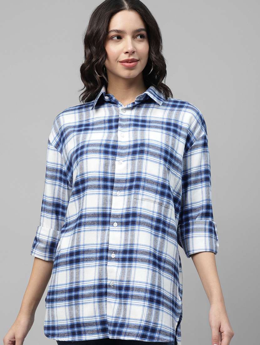 women checkered collared long sleeve shirt - 22038866 -  Zoom Image - 0
