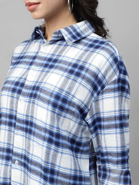 women checkered collared long sleeve shirt - 22038866 - Standard Image - 3
