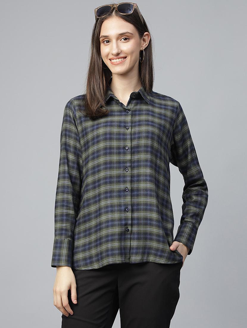 women checkered collared long sleeve shirt - 22038873 - Zoom Image - 0