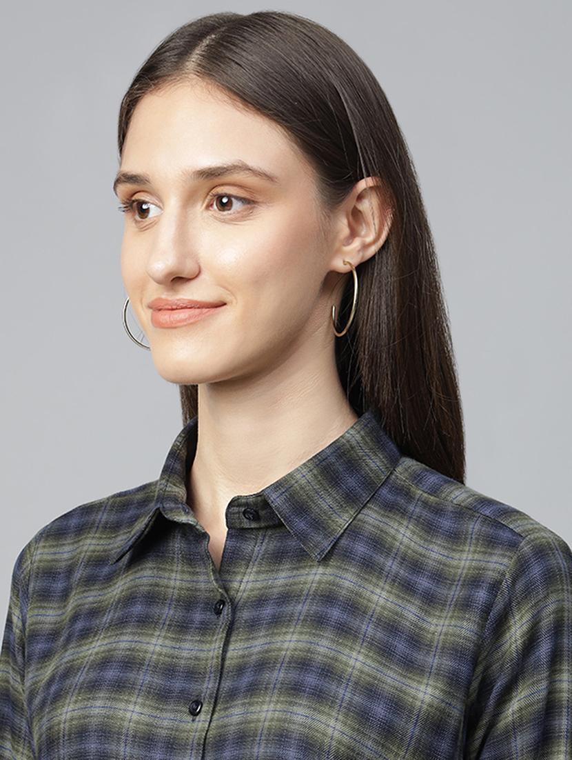 women checkered collared long sleeve shirt - 22038873 - Standard Image - 3