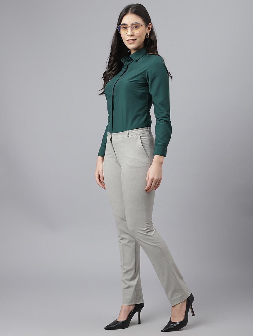 women solid collared long sleeve shirt - 22038880 - Standard Image - 3