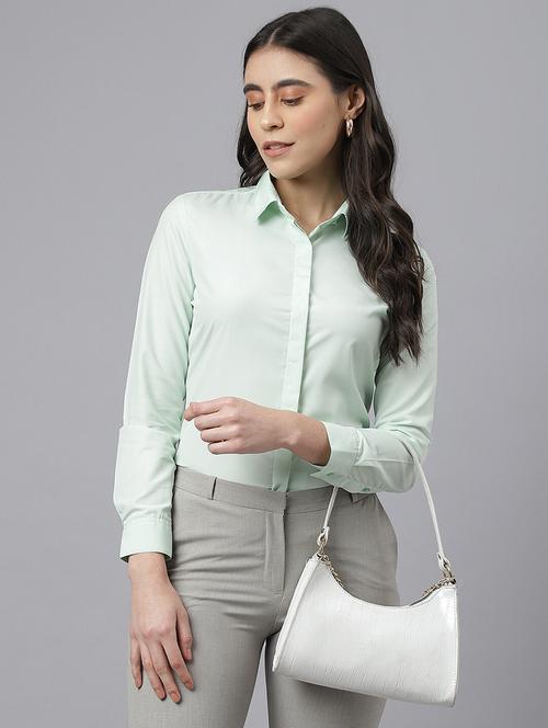 green polyester regular shirt - 22038883 - Standard Image - 0