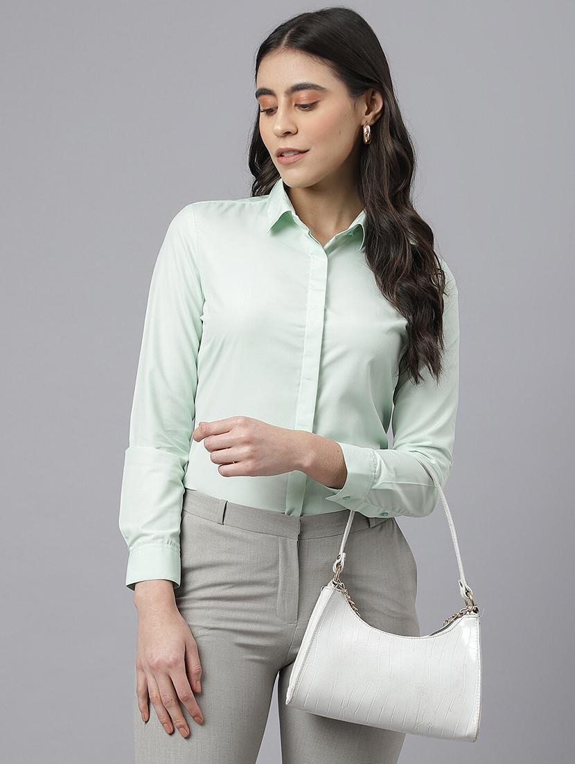 green polyester regular shirt - 22038883 - Zoom Image - 0