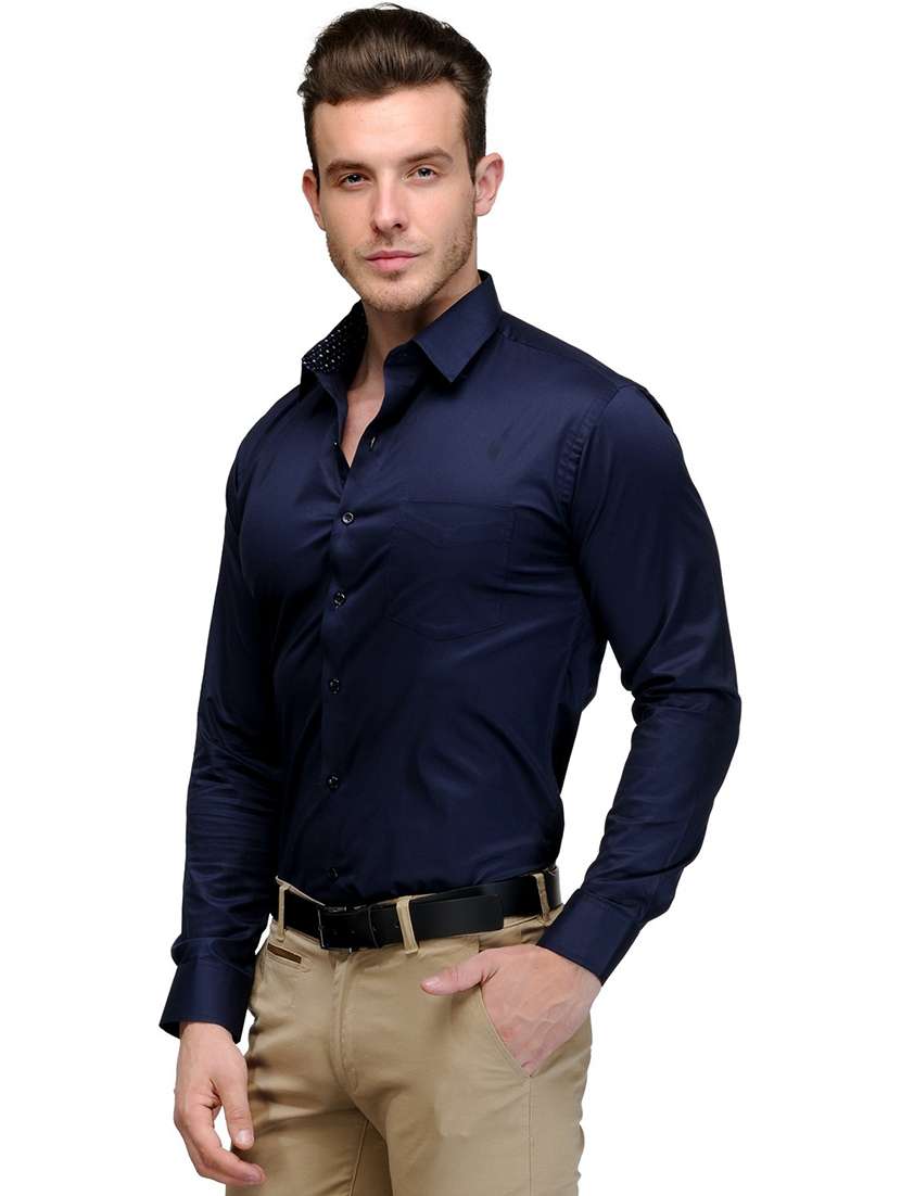 men solid collared long sleeve regular fit shirt - 22038891 -  Zoom Image - 0