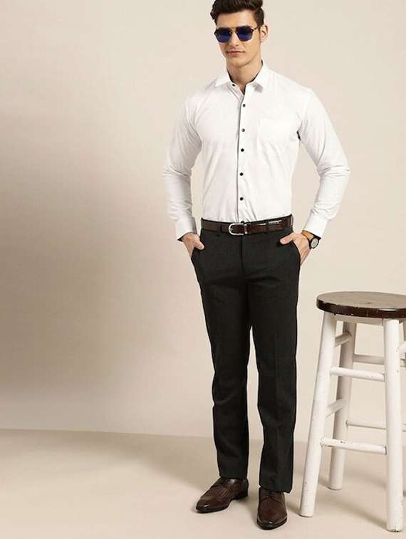 men solid collared long sleeve shirt - 22038895 -  Standard Image - 3