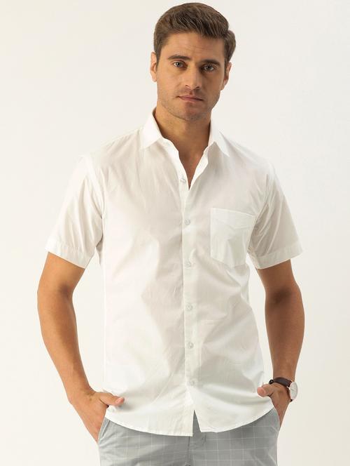 men solid collared short sleeve regular fit shirt - 22038897 - Standard Image - 0