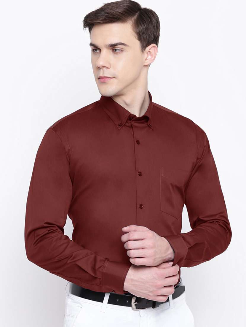 men solid collared long sleeve shirt
