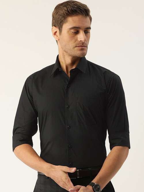 men solid collared long sleeve shirt - 22038900 -  Standard Image - 0