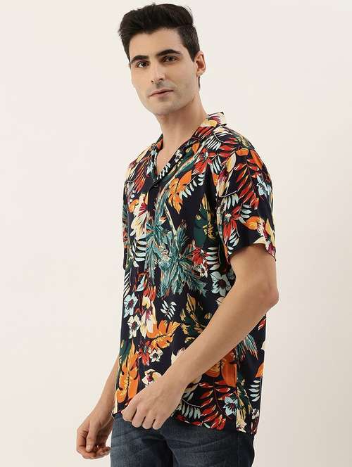 men printed cuban collared short sleeve shirt - 22038908 -  Standard Image - 0