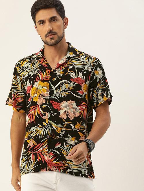 men printed cuban collared short sleeve shirt - 22038909 - Standard Image - 0