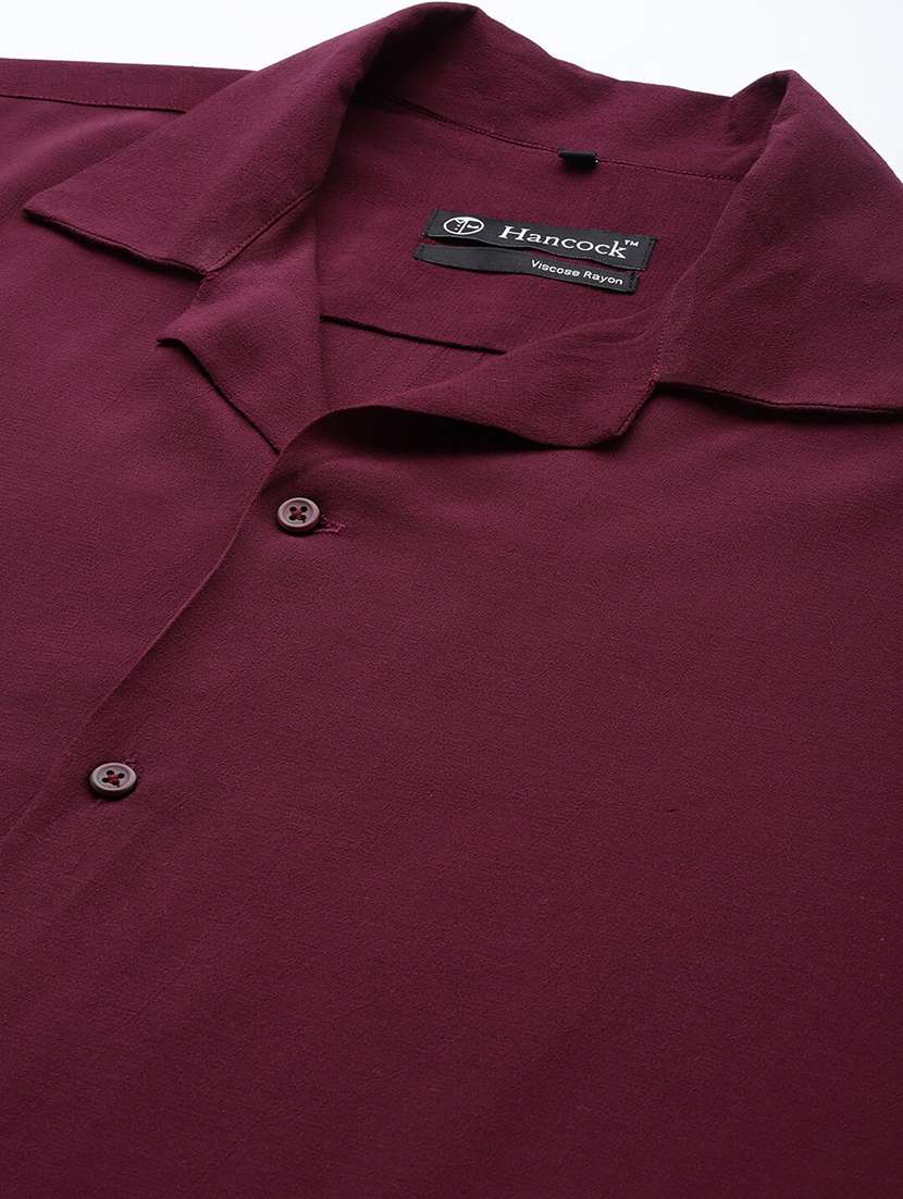 men solid cuban collared short sleeve loose fit shirt - 22038912 -  Standard Image - 3