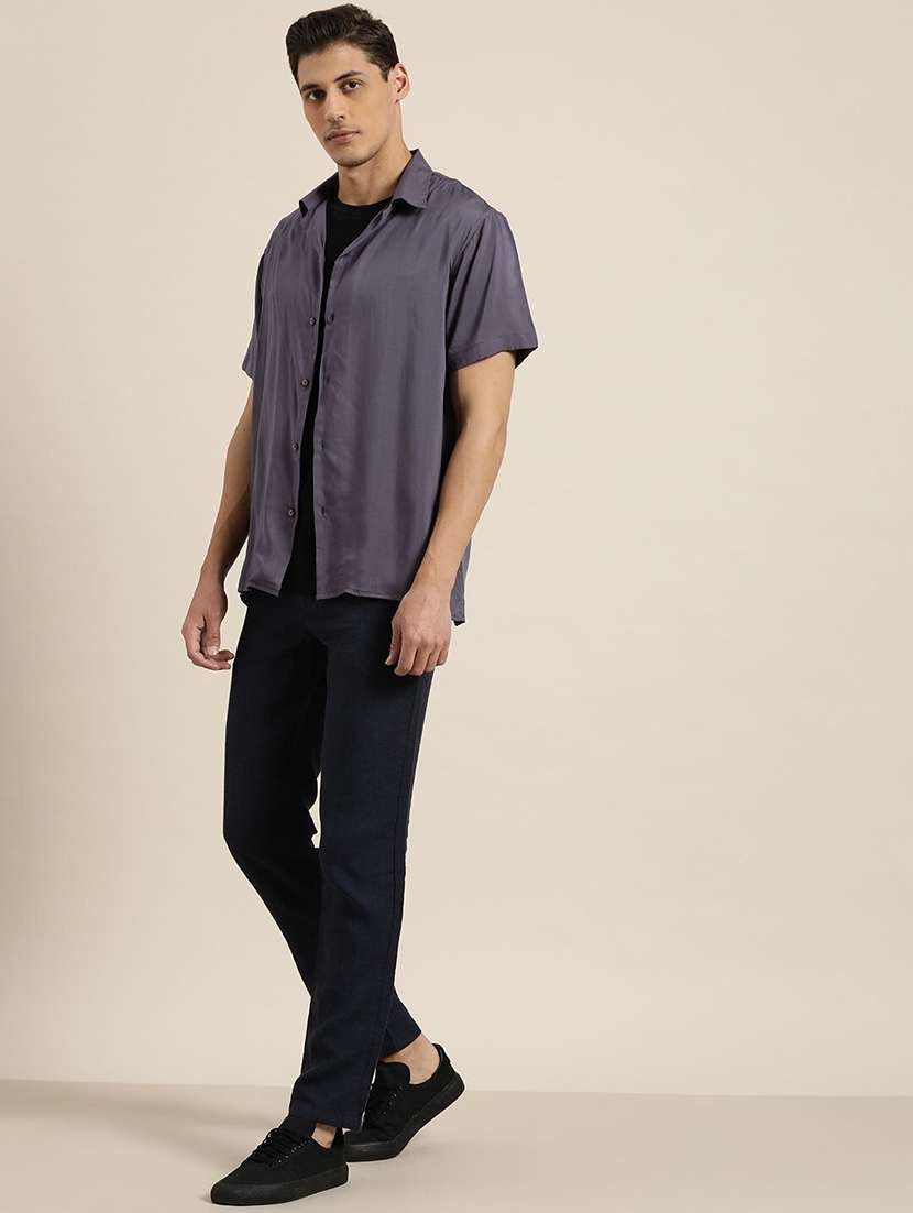 men solid cuban collared short sleeve loose fit shirt - 22038913 -  Standard Image - 3