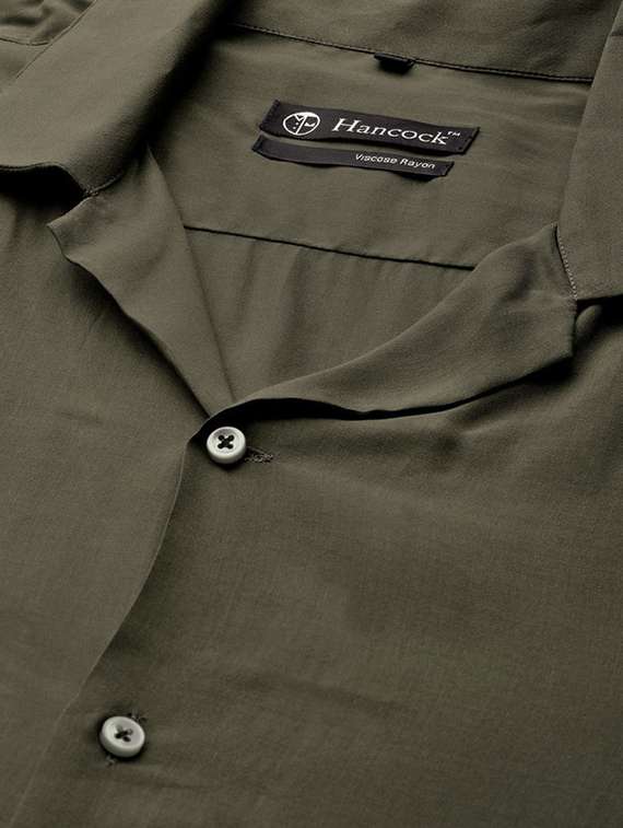 men solid cuban collared short sleeve loose fit shirt - 22038916 -  Standard Image - 3